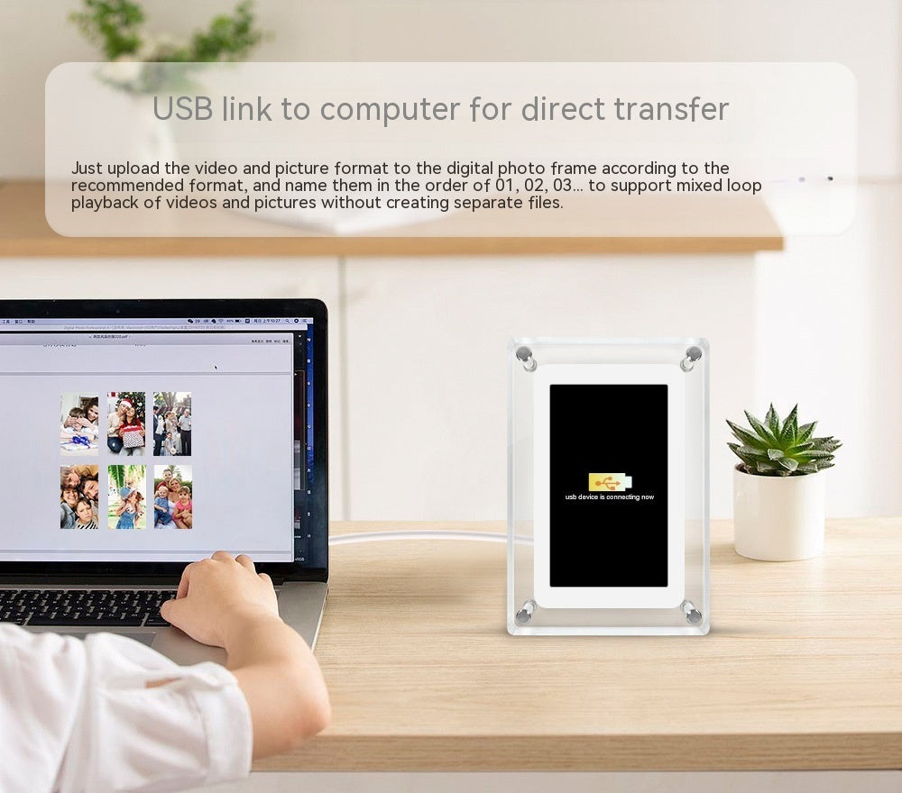 Cadre photo numérique électronique transparent de 5 pouces, lecteur vidéo publicitaire, cadre photo cadeau d'affaires
