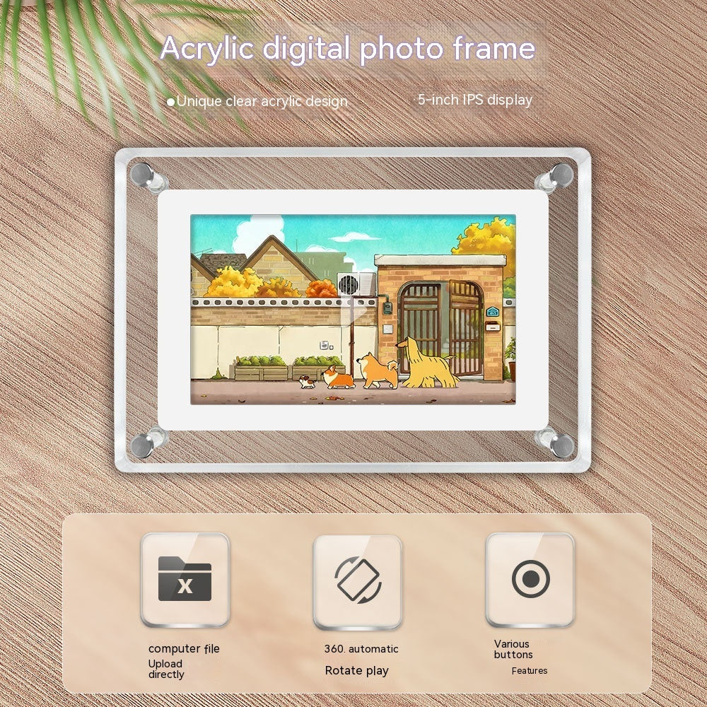 Cadre photo numérique électronique transparent de 5 pouces, lecteur vidéo publicitaire, cadre photo cadeau d'affaires