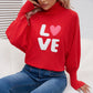 Pull à col haut rouge ''LOVE'' idéal pour des moments romantiques